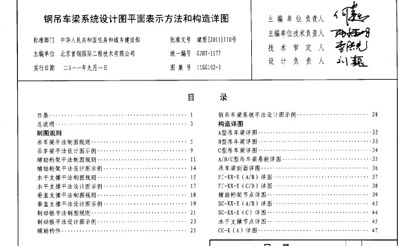 11SG102-3 钢吊车梁系统设计图平面表示方法和构造详图