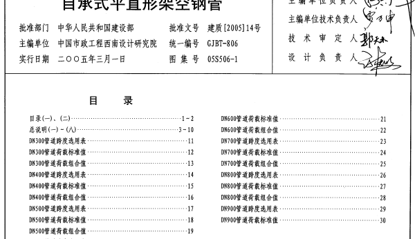 05S506-1 自承式平直形架空钢管