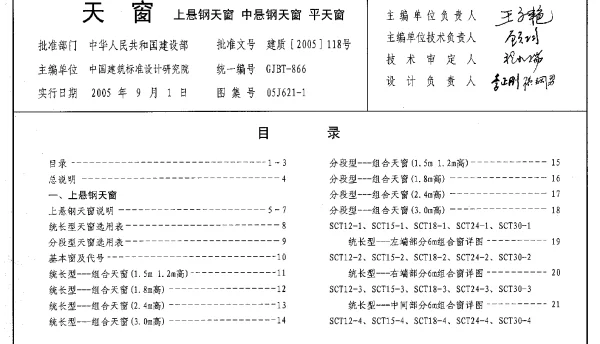 05J621-1 天窗(上悬钢天窗、中悬钢天窗、平天窗)