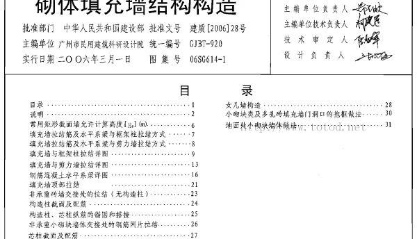 06SG614-1_砌体填充墙结构构造