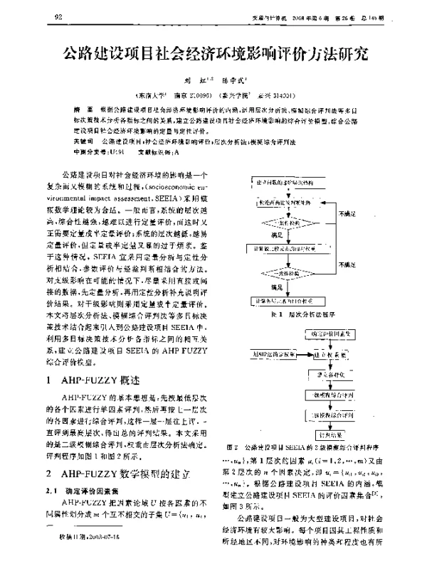 公路建设项目社会经济环境影响评价方法研究