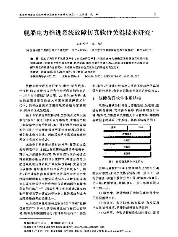 舰船电力推进系统故障仿真软件关键技术研究