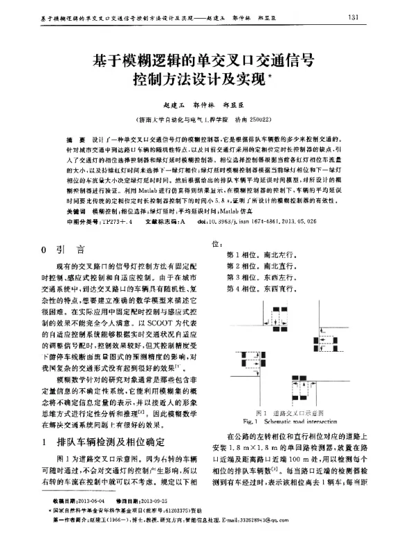 基于模糊逻辑的单交叉口交通信号控制方法设计及实现