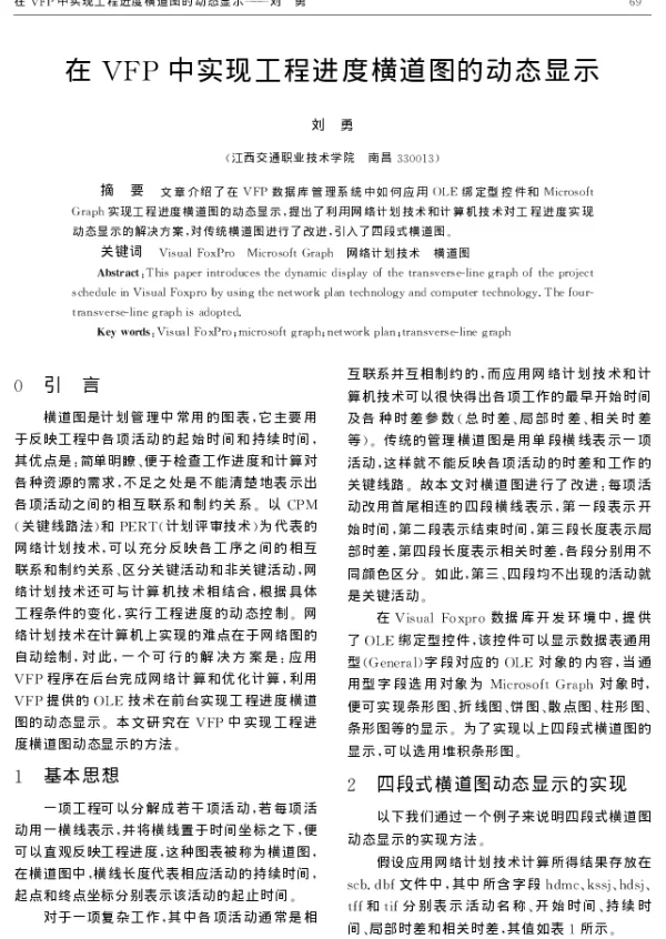 在VFP中实现工程进度横道图的动态显示