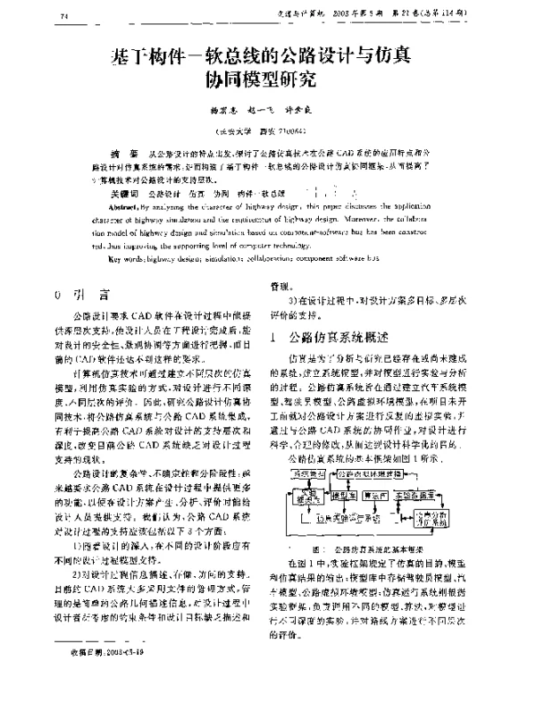 基于构件-软总线的公路设计与仿真协同模型研究