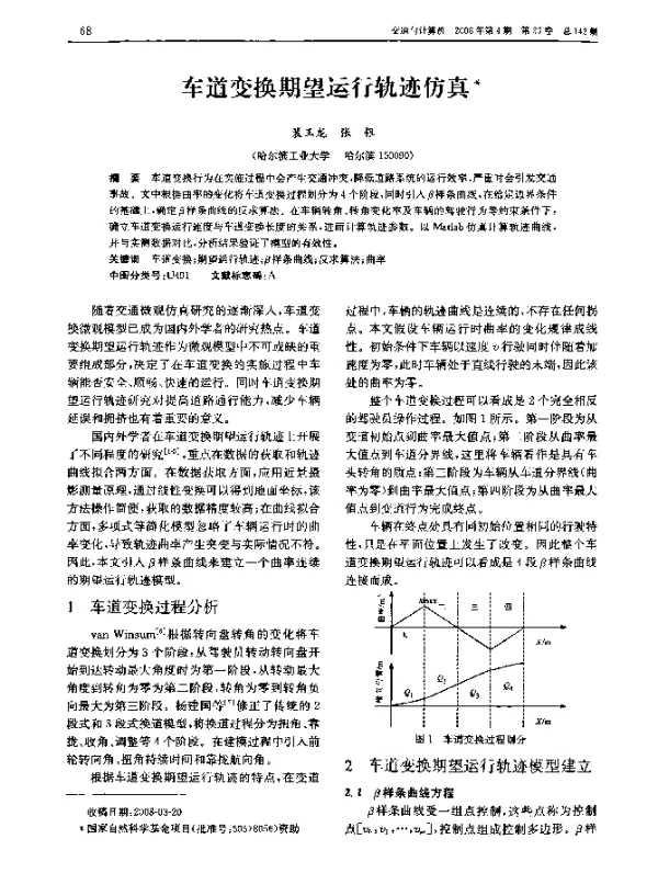 车道变换期望运行轨迹仿真