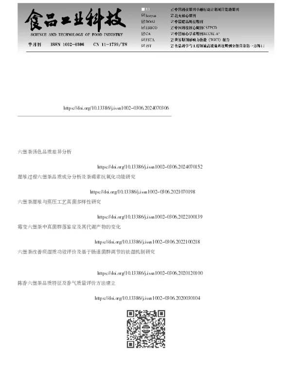 六堡茶及其原料毛茶的非挥发性成分差异分析