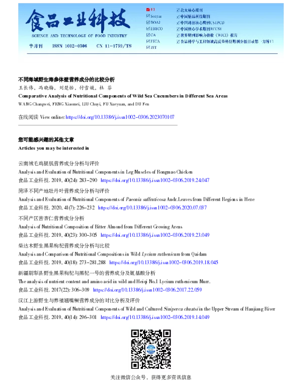 不同海域野生海参体壁营养成分的比较分析