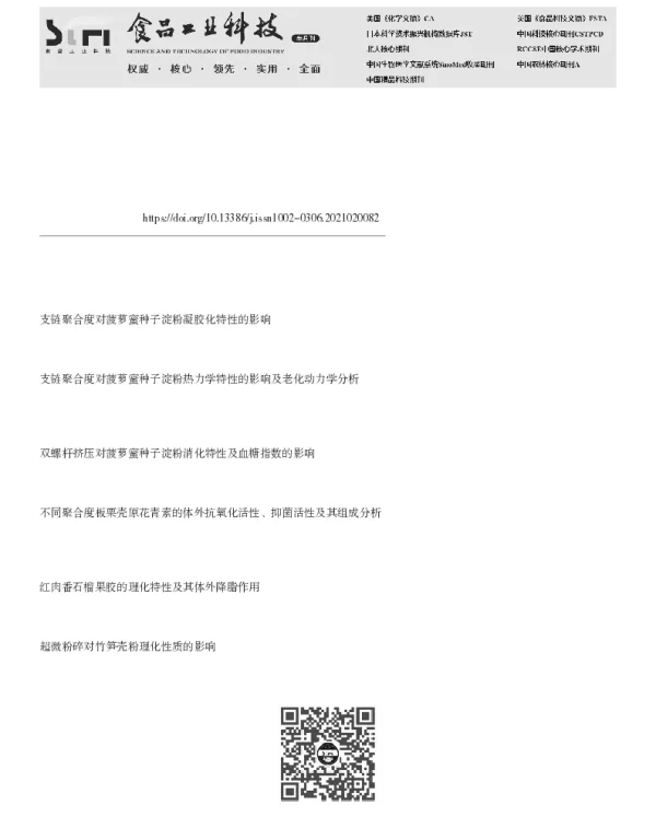 支链聚合度对菠萝蜜支链淀粉与月桂酸复合物理化特性的影响