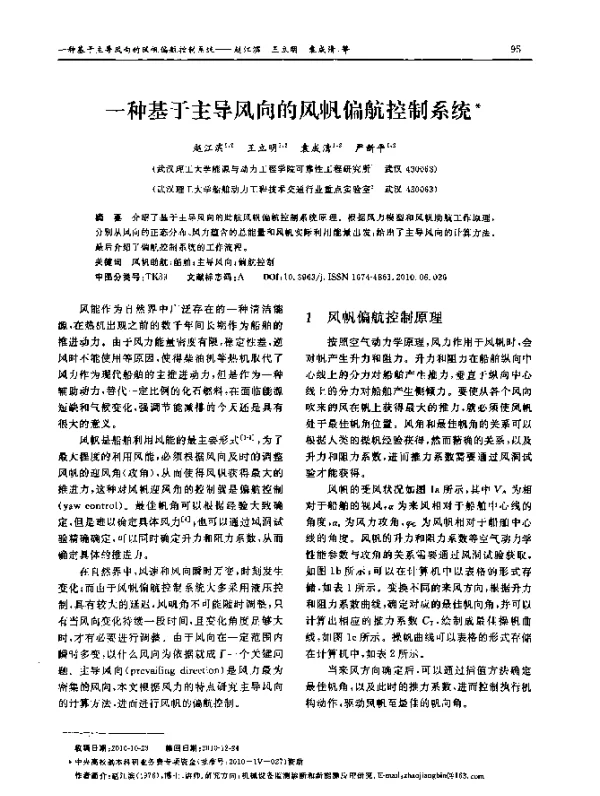 一种基于主导风向的风帆偏航控制系统