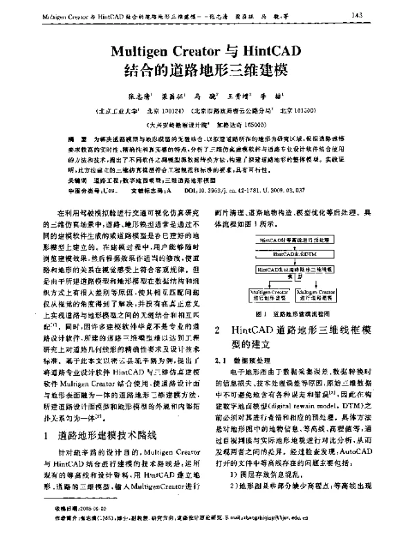 Multigen Creator与HintCAD结合的道路地形三维建模