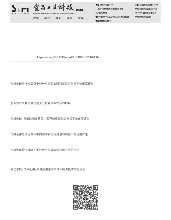 气相色谱法测定茶鲜叶中4种有机磷农药残留量的不确定度分析