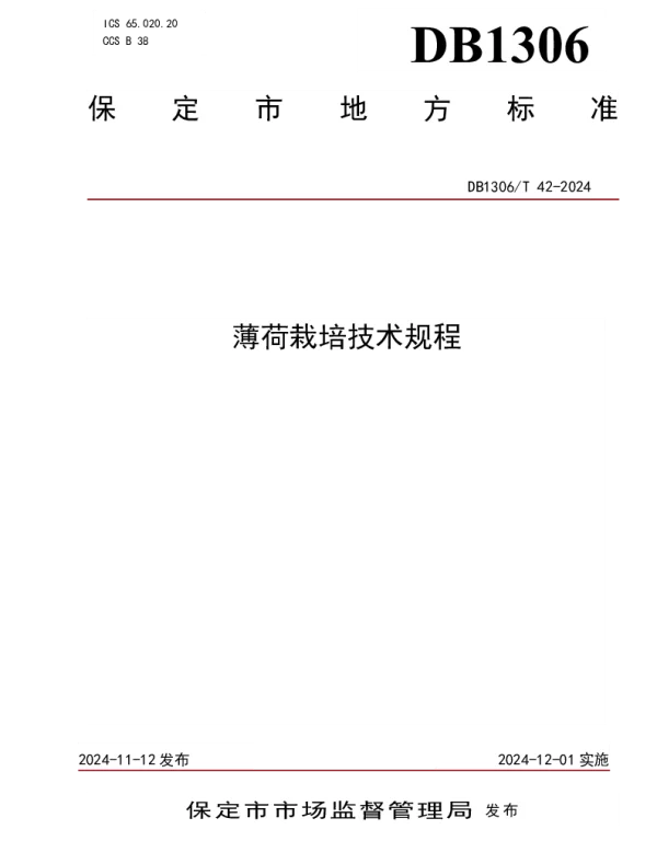 DB1306T 42-2024 薄荷栽培技术规程