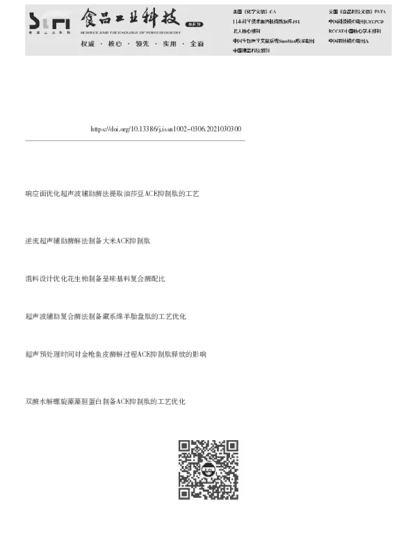 超声波辅助酶解花生蛋白制备α-淀粉酶抑制肽工艺优化