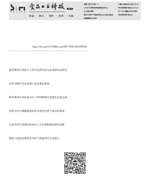 闷黄新工艺对蒙顶黄芽品质及香气的影响