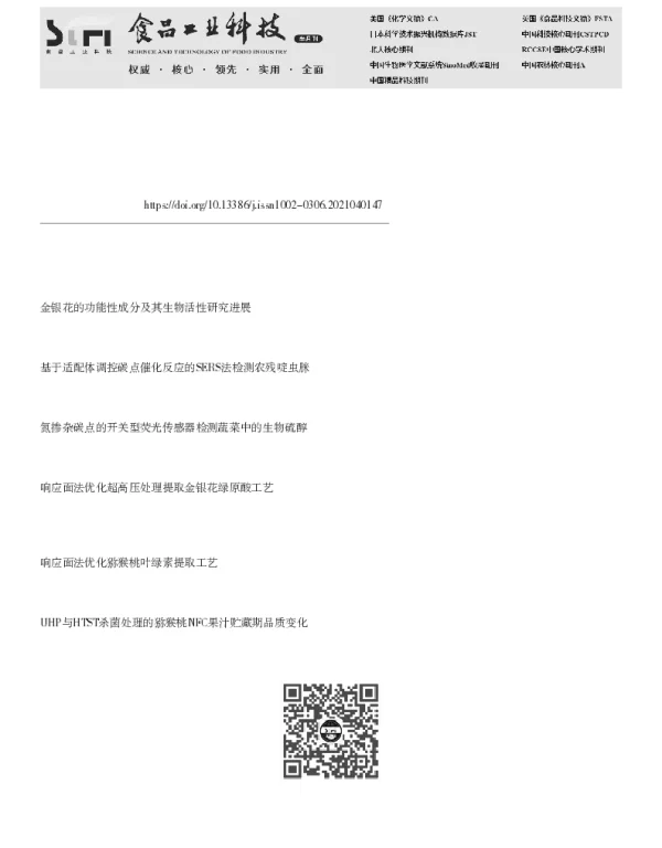 微波法制备猕猴桃生物质碳点及应用于金银花中Fe3+的检测