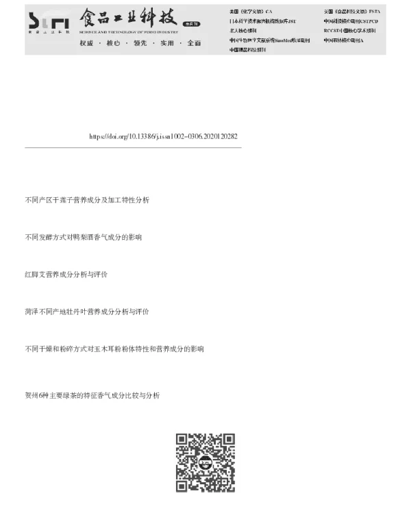 不同加工方式红糖营养成分与香气成分分析比较