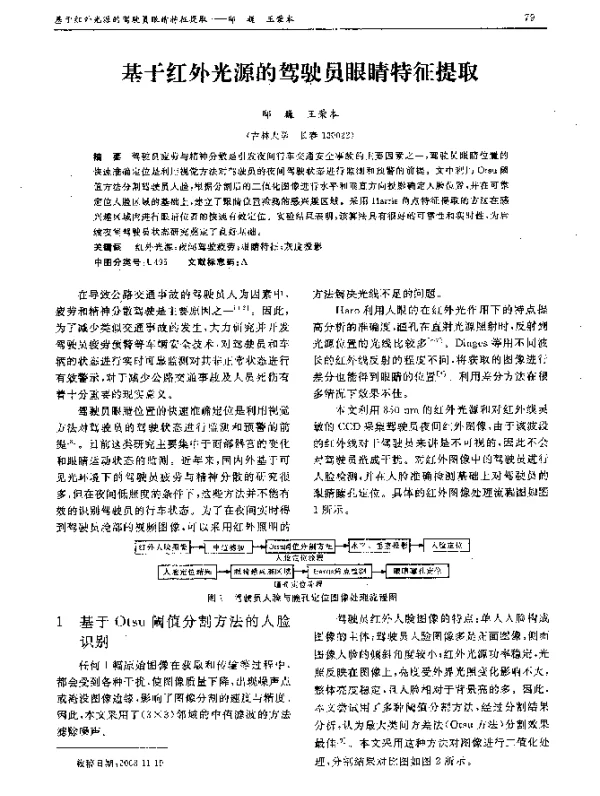 基于红外光源的驾驶员眼睛特征提取