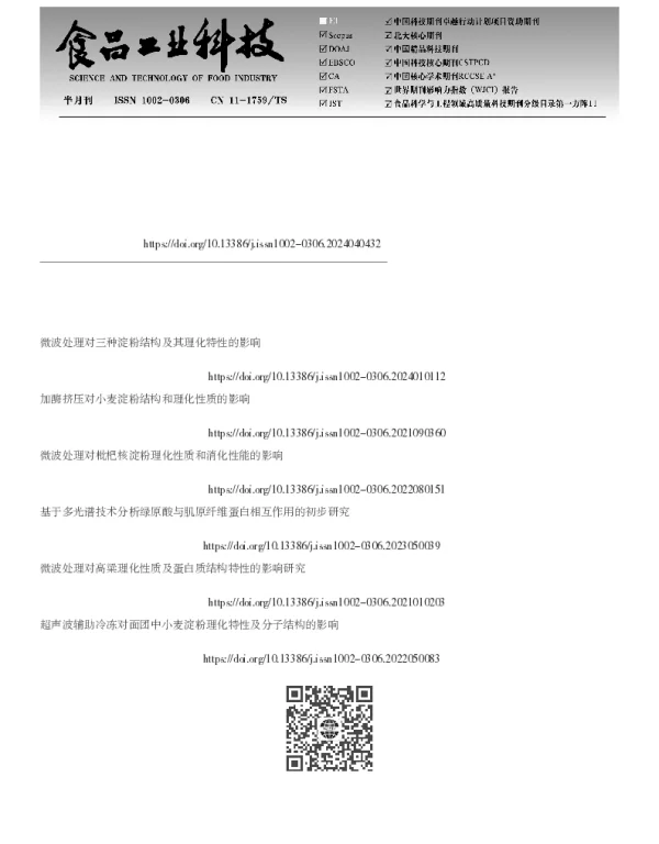 微波条件下小麦淀粉-绿原酸复合物的理化及结构特性