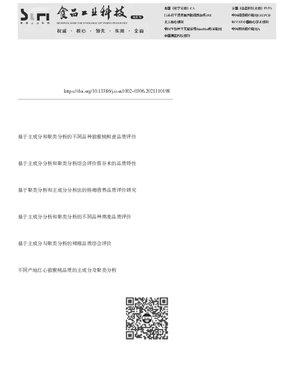 基于主成分分析和聚类分析的蓝莓品质综合评价