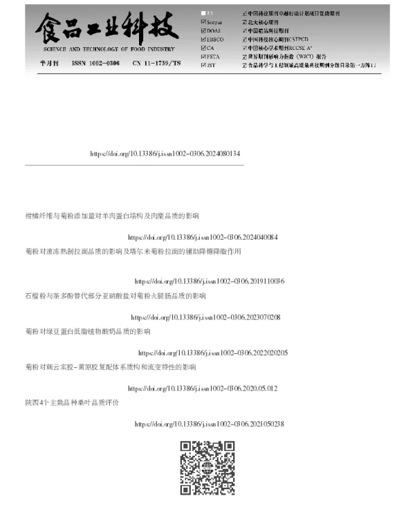 桑叶-菊粉添加量对薯类粉条品质的影响