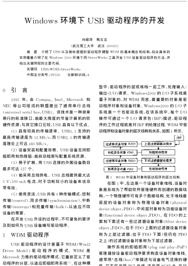 Windows环境下USB驱动程序的开发