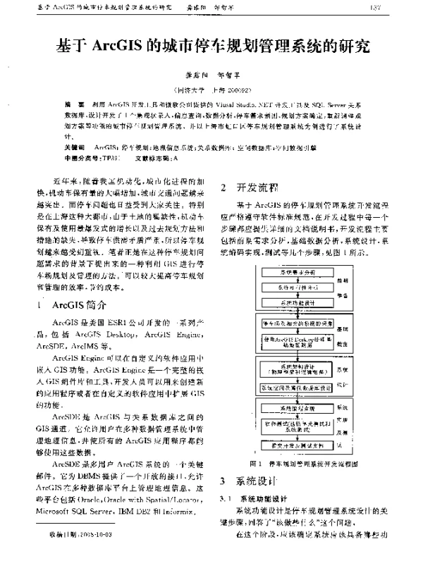 基于ArcGIS的城市停车规划管理系统的研究