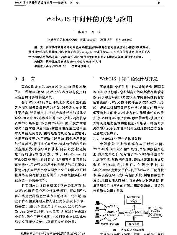 WebGIS中间件的开发与应用