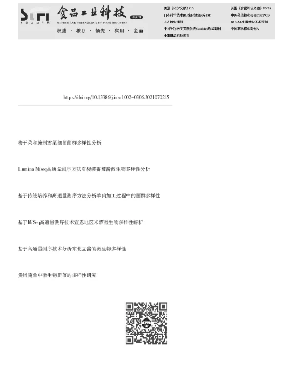 基于Illumina Miseq技术比较不同地区传统发酵大豆制品细菌多样性