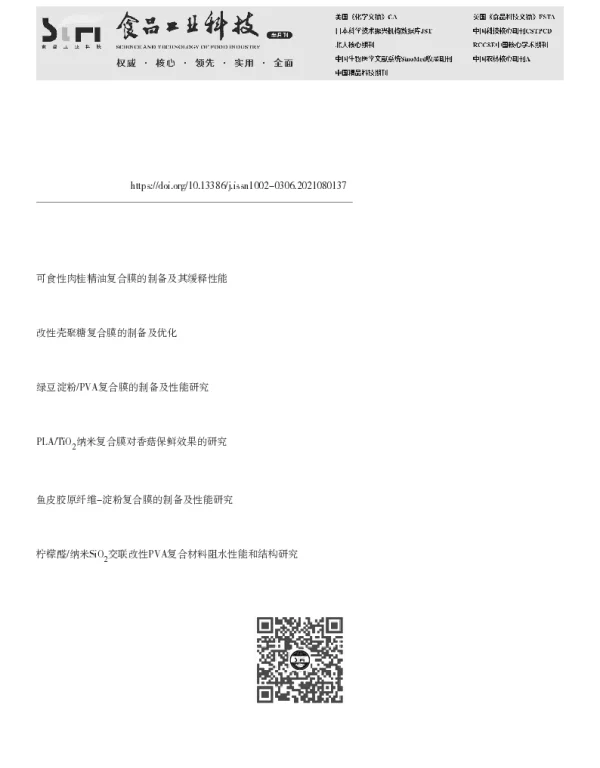 纳米二氧化硅改性藻多糖与壳聚糖复合膜的性能研究
