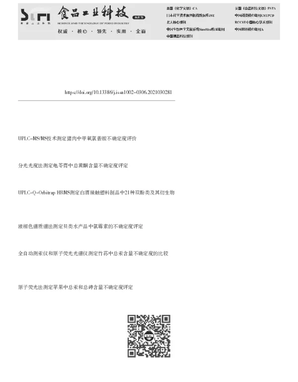 UPLC-QOrbitrap HRMS测定白酒中氨基甲酸乙酯含量的不确定度分析