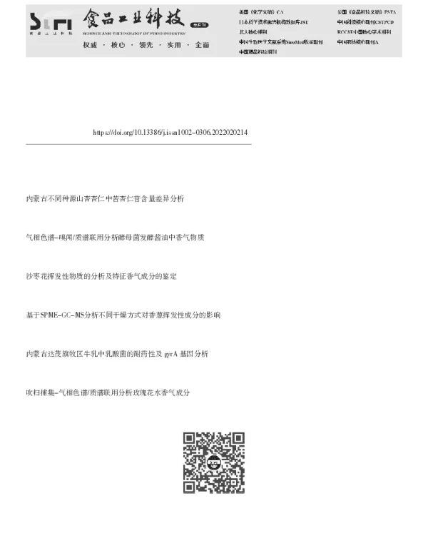 内蒙古野葱干的特征挥发性香气成分分析