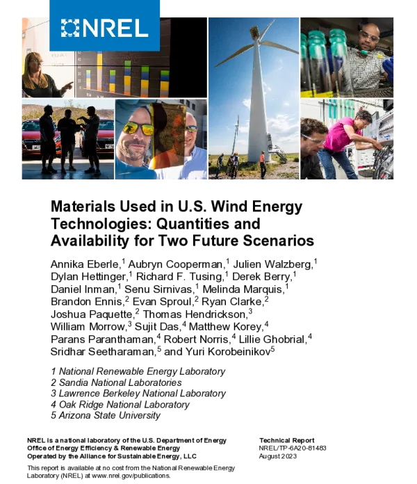 美国能源部美国风能技术中使用的材料两种未来情境下的数量和可及性英文版102页