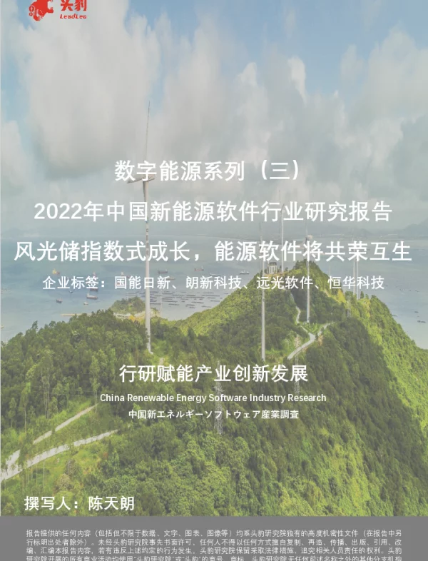 2023-01-2022年中国新能源软件行业研究报告-风光储指数式成长，能源软件将共荣互生-头豹