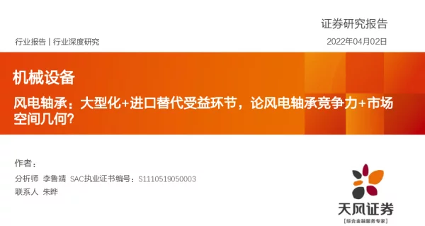 2022-05-风电轴承：大型化+进口替代受益环节，论风电轴承竞争力+市场空间几何-天风证券
