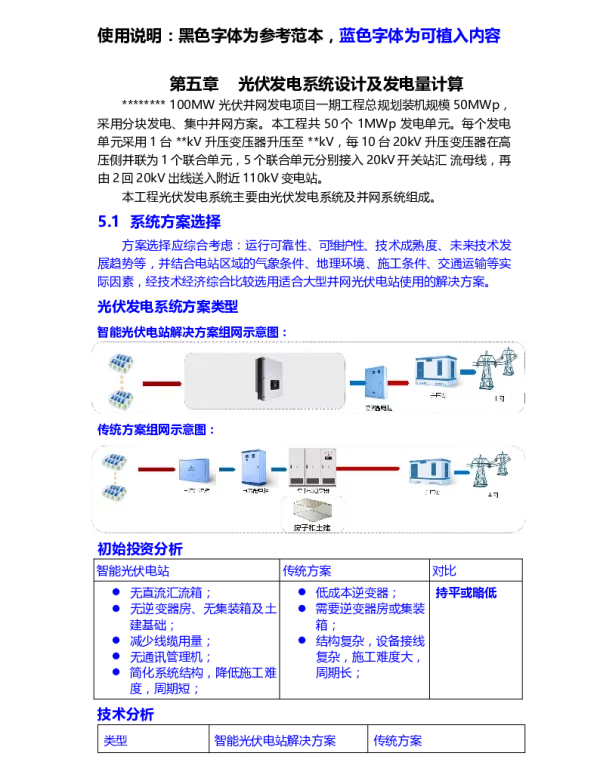 智能光伏电站可研报告模板 简版（光伏阵列+无线通信）