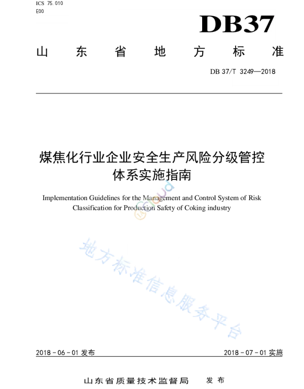 DB37 T 3249-2018 煤焦化行业企业安全生产风险分级管控体系实施指南