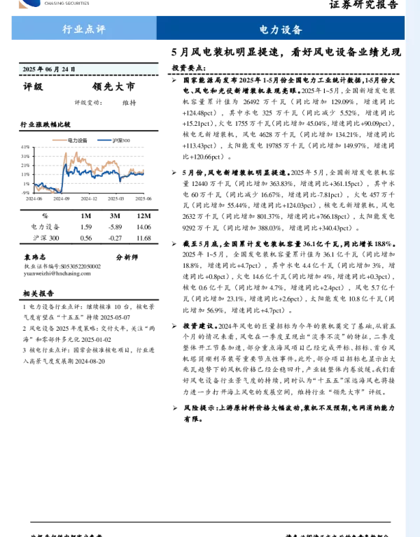 20250624-电力设备_5月风电装机明显提速_看好风电设备业绩兑现_2页_258kb