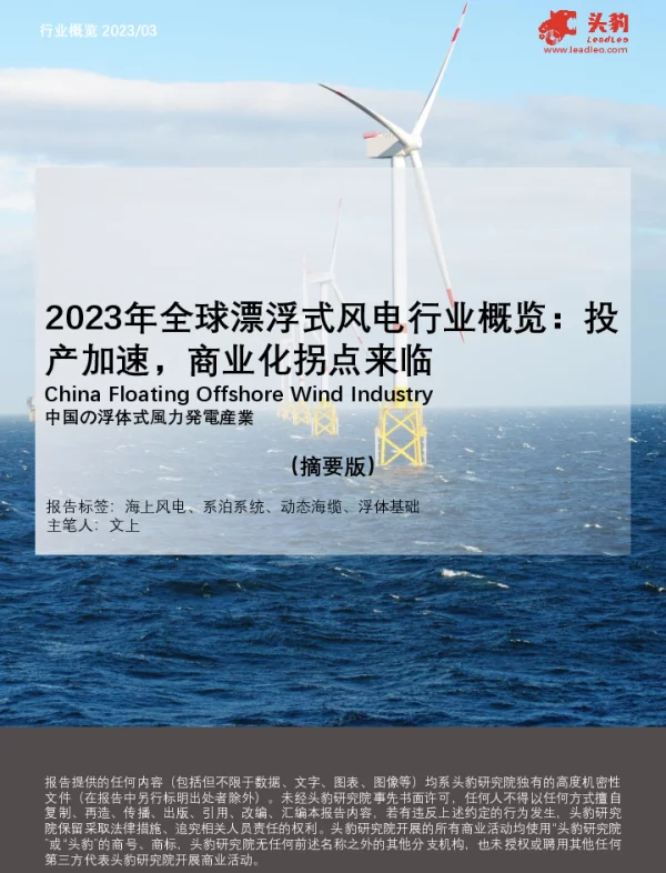 2023年全球漂浮式风电行业概览-投产加速-商业化拐点来临（摘要版）-头豹研究院