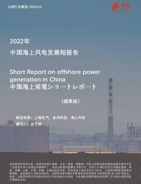 2023-01-2022年中国海上风电发展短报告（摘要版）-头豹
