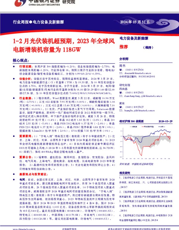 20240329-中国银河-电力设备及新能源行业周报_1-2月光伏装机超预期_2023年全球风电新增装机容量为118GW_25页_1mb