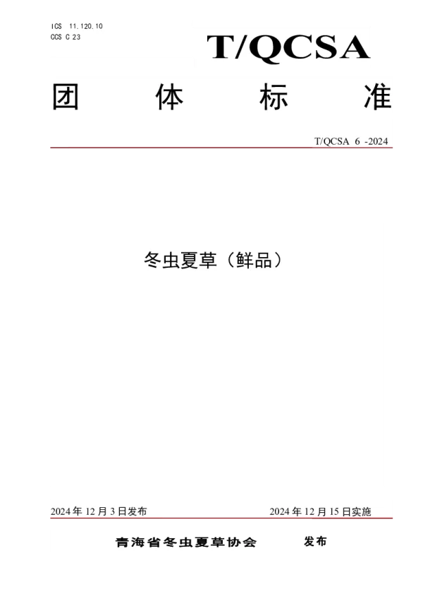T_QCSA 6—2024_冬虫夏草（鲜品）