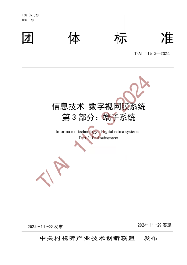T_AI 116.3—2024_信息技术 数字视网膜系统 第 3 部分：端子系统