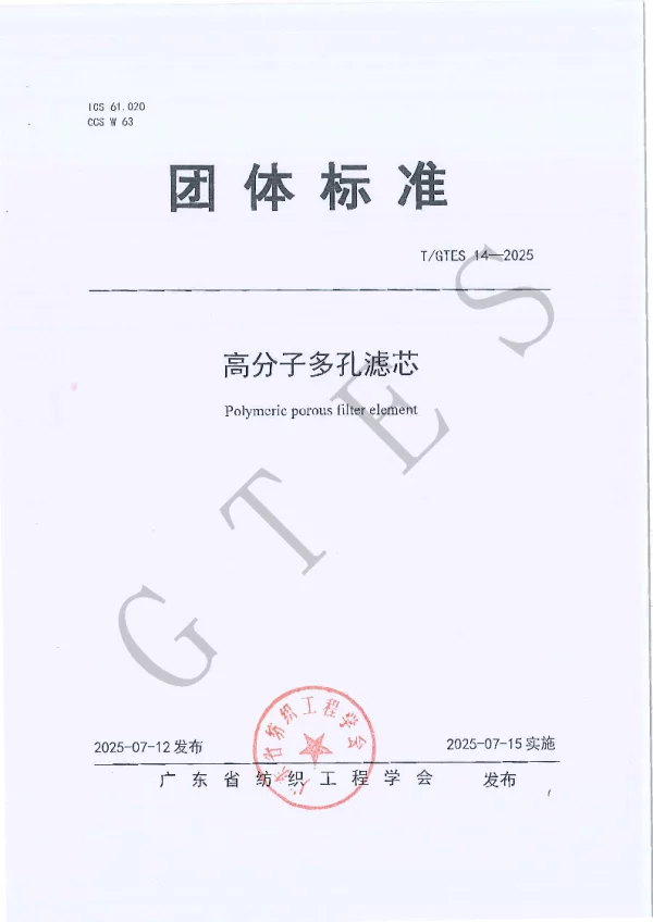 T_GTES 14—2025_高分子多孔滤芯