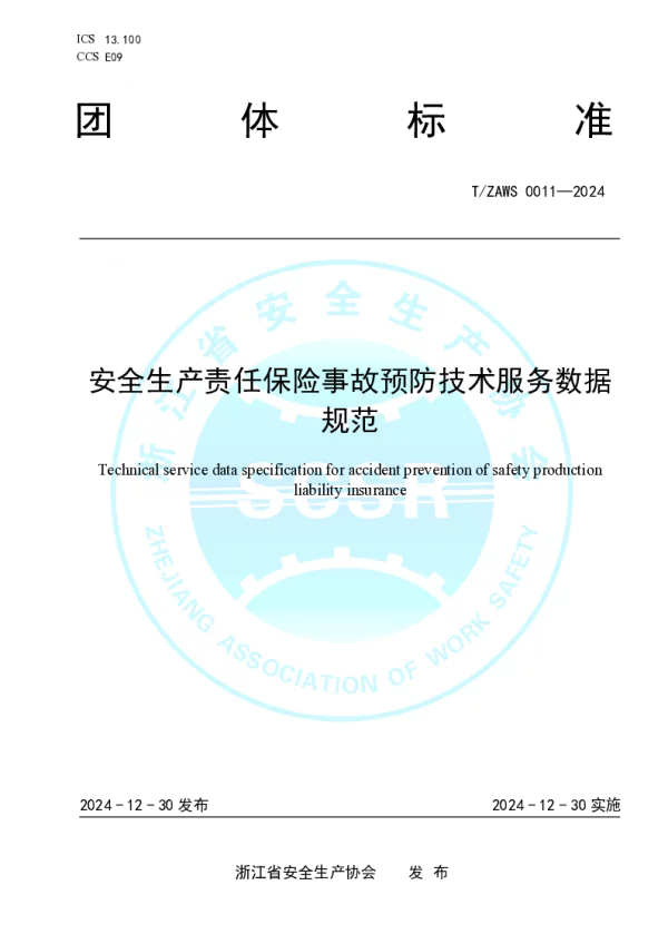 T_ZAWS 0011—2024_安全生产责任保险事故预防技术服务数据规范