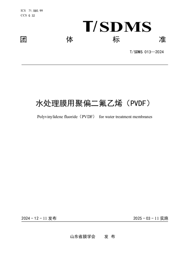 T_SDMS 013—2024_水处理膜用聚偏二氟乙烯（PVDF）