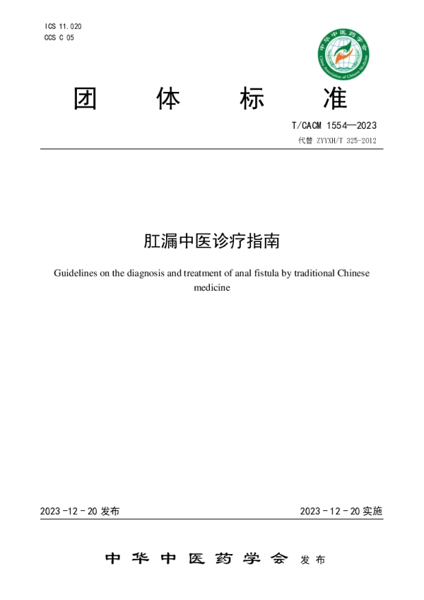 T_CACM 1554—2023_肛漏中医诊疗指南