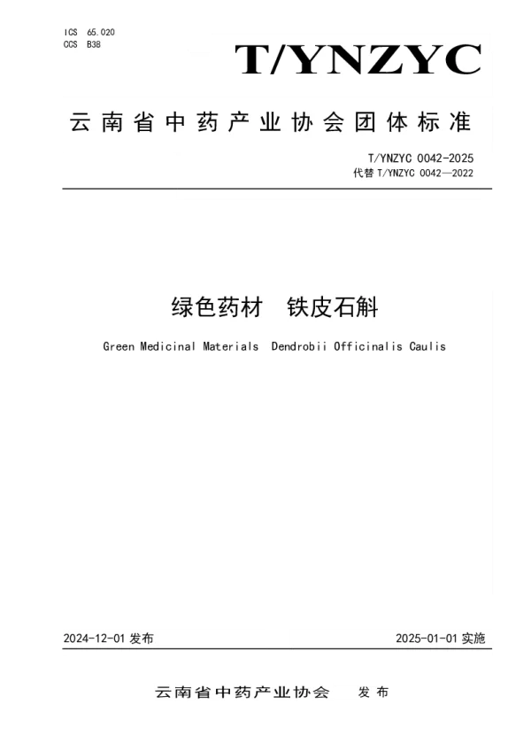 T_YNZYC 0042—2025_绿色药材  铁皮石斛