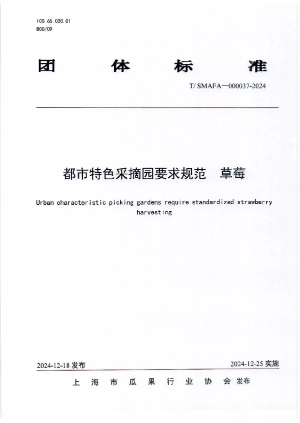 T_SMAFA 000037—2024_都市特色采摘园要求规范  草莓