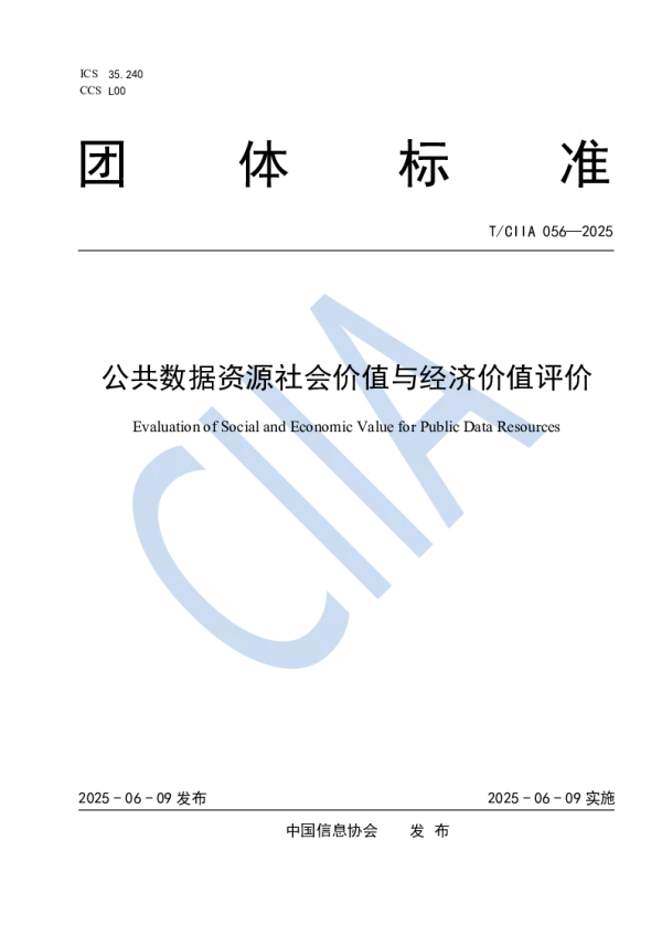 T_CIIA 056—2025_公共数据资源社会价值与经济价值评价